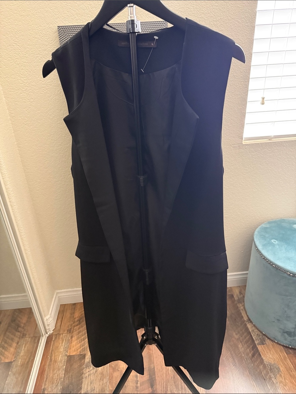 Sleeveless Black Longline Vest